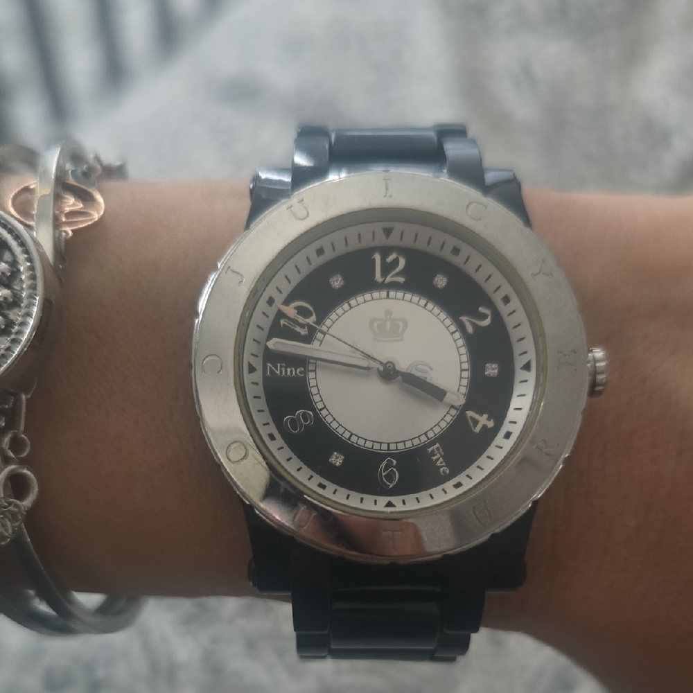 Y2K Juicy Couture Black and Silver Watch Amazing Used Condition